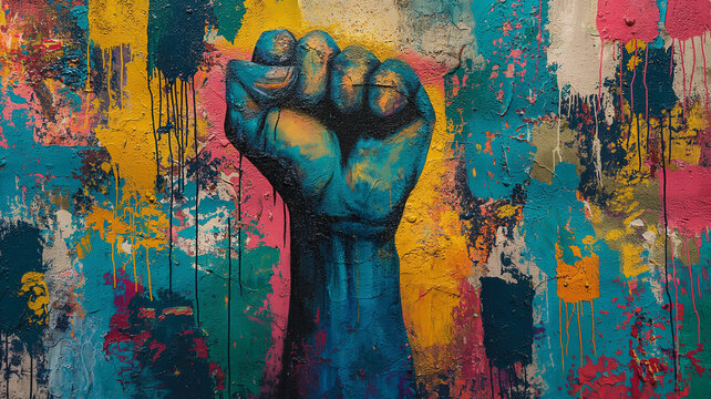 A powerful symbol of defiance and unity a fist raised, protest
