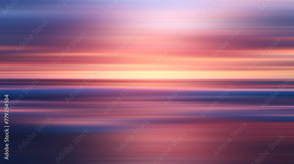 Poster abstract sun is setting over the ocean, casting warm glow on water. the sky is filled with clouds, c