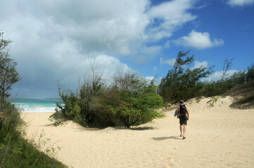 Paia, Maui beach, hiker, wanderer, sunlover, storm clouds, solitary, alone, dunes, sense of...