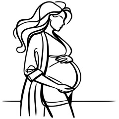 Pregnant Woman Line Art.