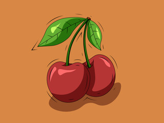 Vector Simple Illustration of Cherry Fruit