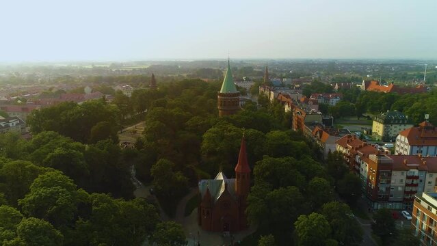 Landscape Water Tower Church Stargard Wieza Cisnien Park Aerial View Poland