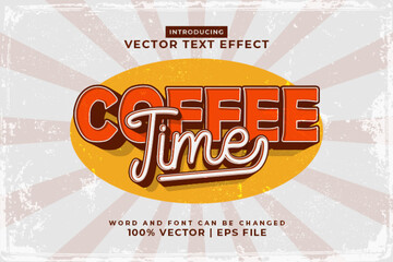 Editable text effect - Coffee Time Vintage template style premium vector