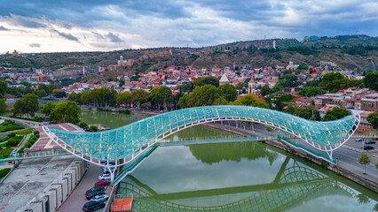 Narikala fortress and the Bridge of Peace in Tbilisi, Georgia