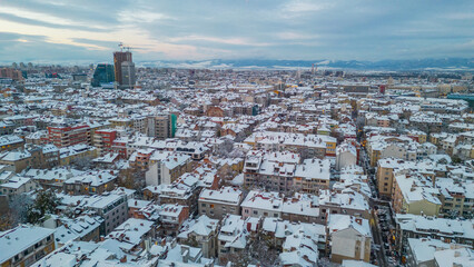 Winter panorama view of Sofia, Bulgaria