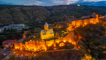Sunset view of Narikala fortress in Tbilisi, Georgia © dudlajzov