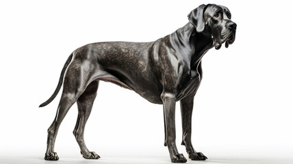 Puppy, German Great Dane Dog on White Background - obrazy, fototapety, plakaty