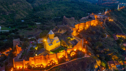 Sunset view of Narikala fortress in Tbilisi, Georgia © dudlajzov