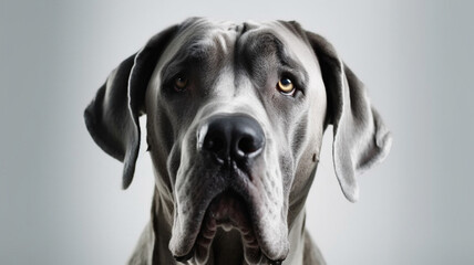 Puppy, German Great Dane Dog on White Background - obrazy, fototapety, plakaty