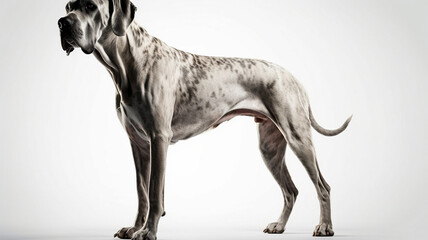 Puppy, German Great Dane Dog on White Background - obrazy, fototapety, plakaty