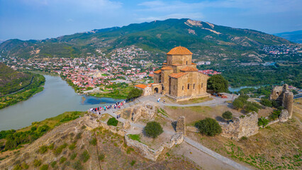 Panorama view of Jvari Monastery during a sunny day in georgia © dudlajzov