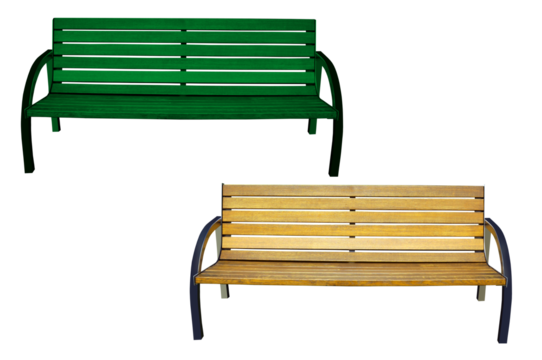 Bench made of varnished boards - on an isolated transparent background. - Powered by Adobe