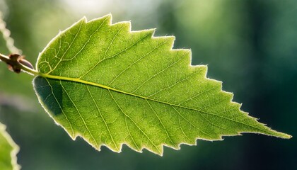 A captivating close-up of a cottonwood leaf in its springtime glory - obrazy, fototapety, plakaty