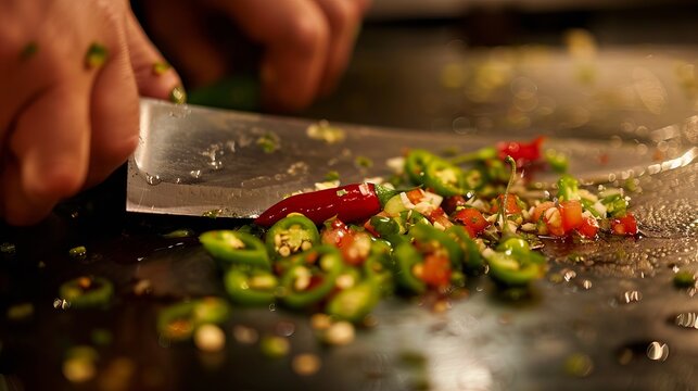 Peeling off serrano pepper seeds with a knife is a common practice to reduce the spiciness when preparing a non-spicy Mexican dish.