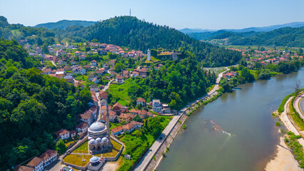 Maglaj fortress and Bosnia river in Bosnia and Herzegovina
