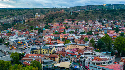 Sunset view of Narikala fortress in Tbilisi, Georgia © dudlajzov
