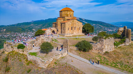 Panorama view of Jvari Monastery during a sunny day in georgia © dudlajzov
