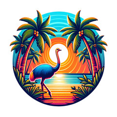 Logotype design with safari animals and palm