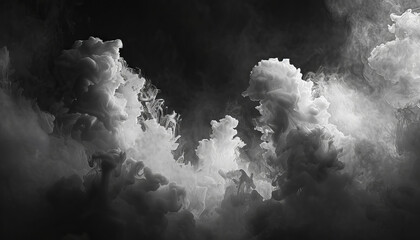 Abstract Monochrome Smoke Clouds on Dark Background