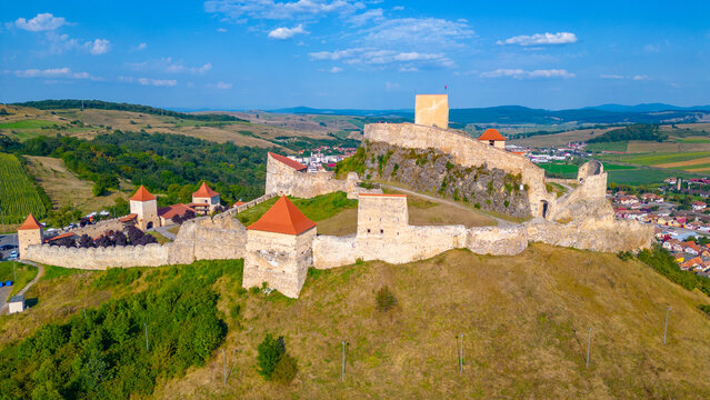 Panorama view of Rupea citadel in Romania