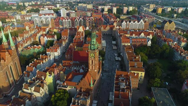 Long Market Downtown Gdansk Dlugi Targ Srodmiescie Aerial View Poland
