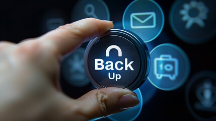 hand for "Back Up" preparing for system crash disaster recovery