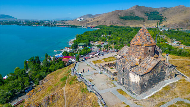 Sunny day at Sevanavank church in Armenia