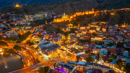 Sunset view of Narikala fortress in Tbilisi, Georgia © dudlajzov