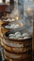 Fototapeta premium Baozi freshly steamed