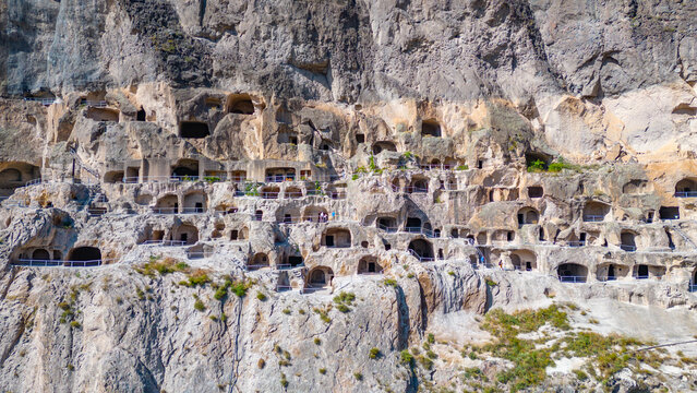 Panorama view of Vardzia caves in Georgia