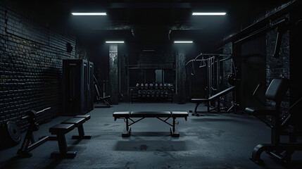 Elegantly Dark Gym: Aesthetic Appeal in Fitness Environment