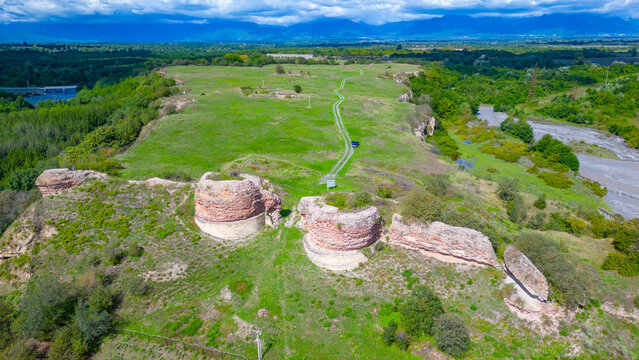 The ruins of the ancient city walls of Gabala in Azerbaijan