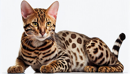 Bengal Cat Kitten on White Background