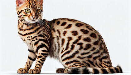 Bengal Cat Kitten on White Background