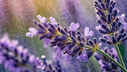 A mesmerizing close-up of a blooming lavender flower, 