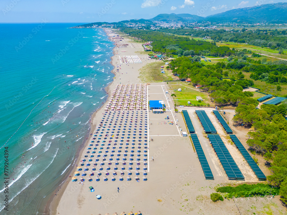 Canvas Prints aerial view of the long beach in ulcinj, montenegro