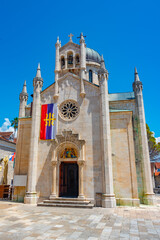 Saint. Michael Archangel Church at Belavista square in Herceg Novi, Montenegro - obrazy, fototapety, plakaty