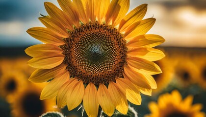 A spectacular close-up of a sunflower in full bloom