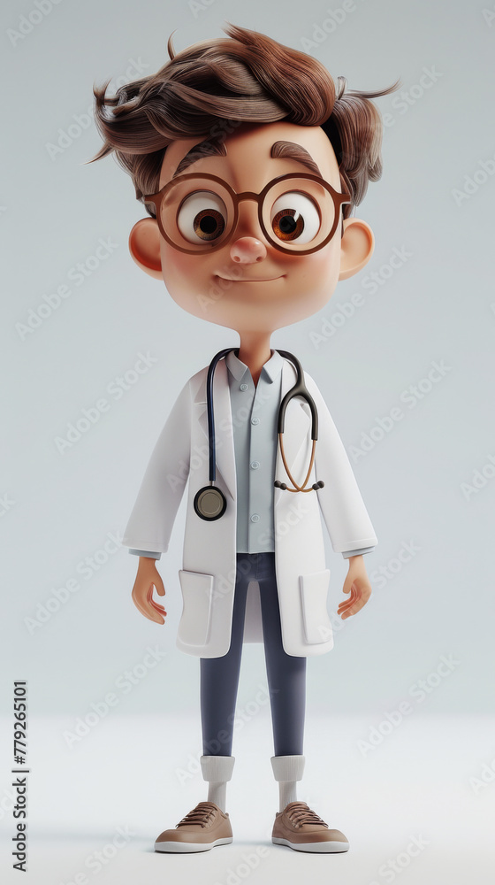 Wall mural full body image of a doctor in a white coat.