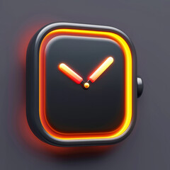 3d clock app logo, simple minimalistic icon 