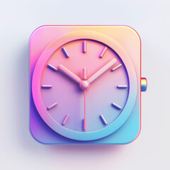 3d clock app logo, simple minimalistic icon 