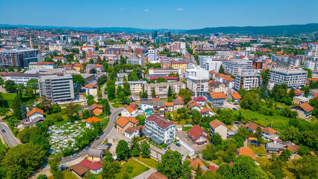 Panorama view of the city center of Banja Luka, Bosnia and Herzegovina