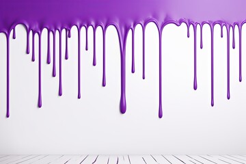 Purple paint dripping on the white wall water spill vector background with blank copy space for photo or text - obrazy, fototapety, plakaty