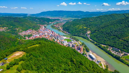 Panorama of Bosnian town Zvornik