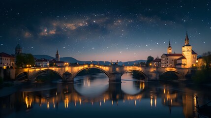 River of Light: Ancient Bridges and Modern Towers./n
