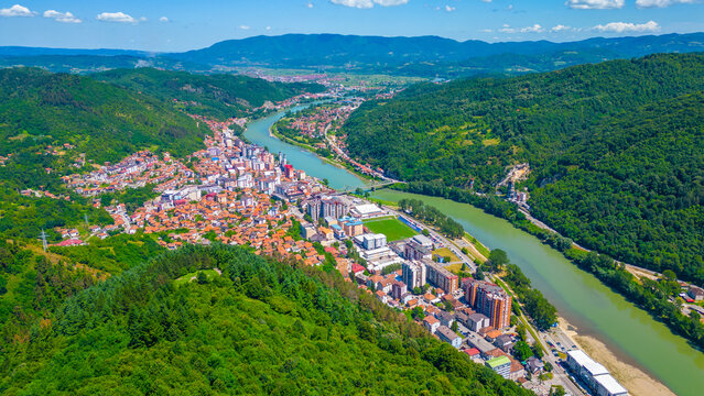 Panorama of Bosnian town Zvornik