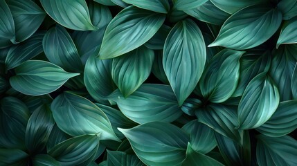 This image captures the essence of a dense foliage of green leaves, highlighting their vibrant colors and the intricate patterns they create - obrazy, fototapety, plakaty