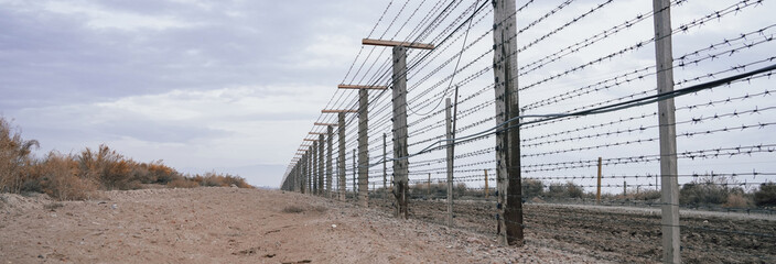 Barbed wire at the border