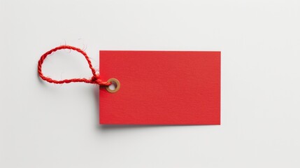 Blank red price tag. Red price label on white background