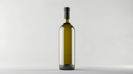 Green wine bottle on white background